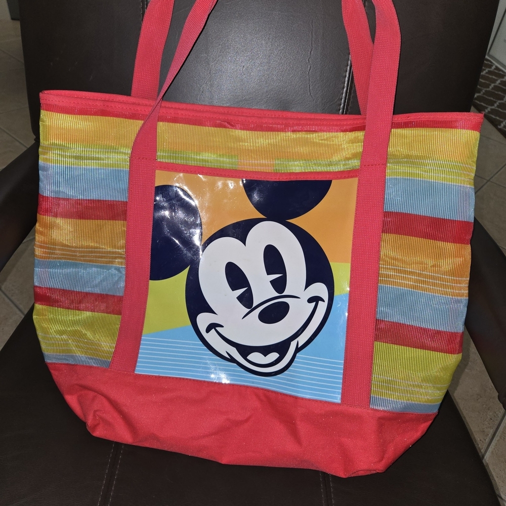 Disney Mickey Mouse Striped Tote with Red Accents